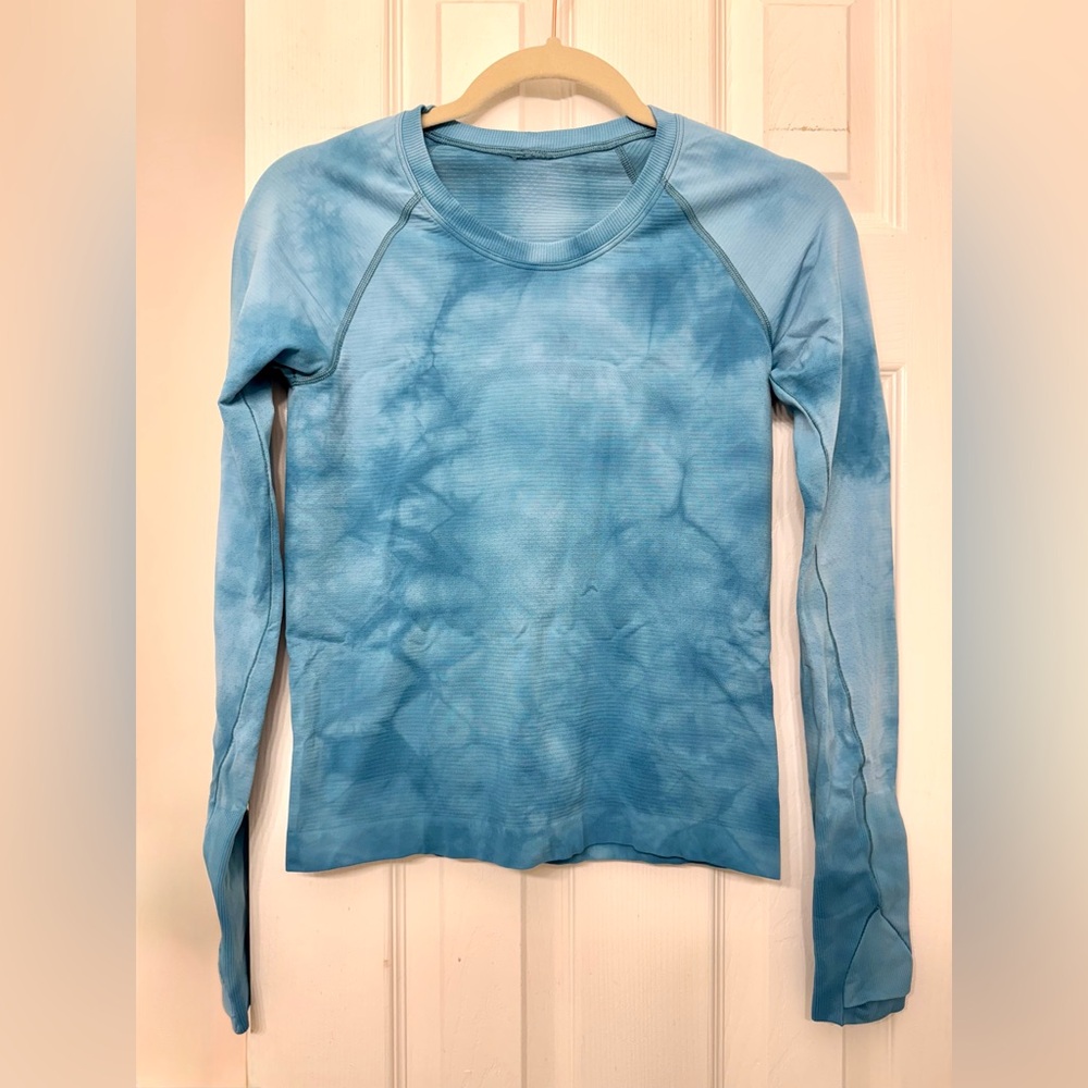 Lululemon swiftly long sleeves race length marble dye size 6
